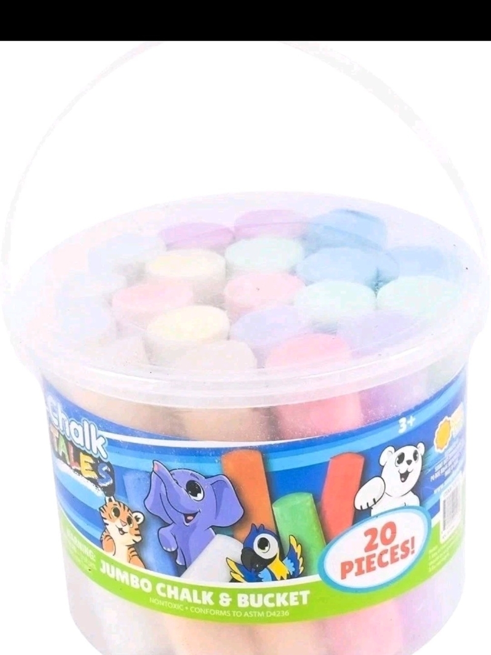 Jumbo Chalk Bucket - Pastel Multicolor Sidewalk Chalk (20 Pieces)